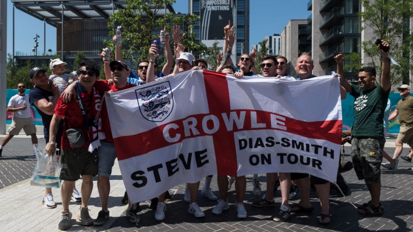Football Fans Arrive at Wembley Stadium for England vs Croatia Euro 2020 Match in London